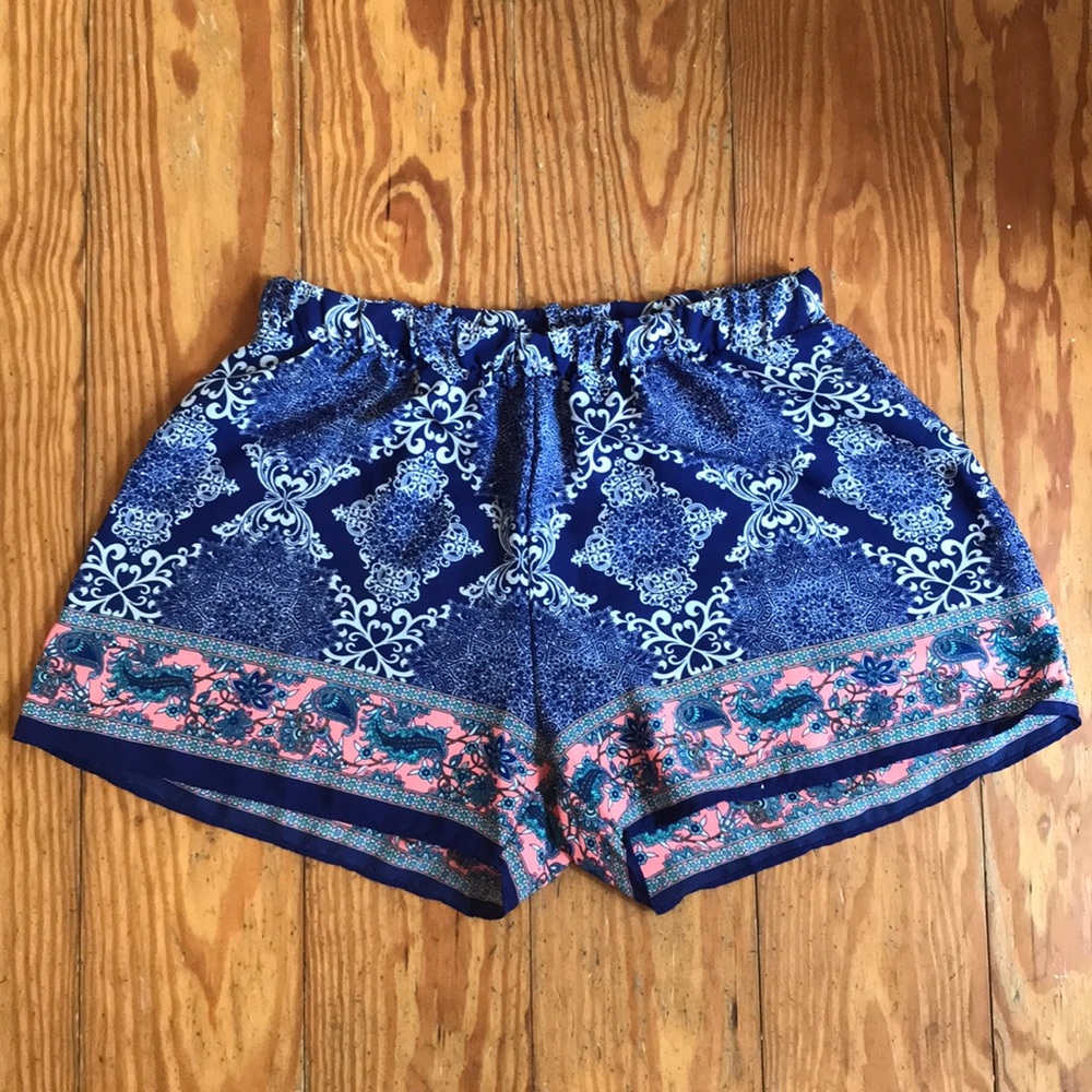 Blue and white printed shorts